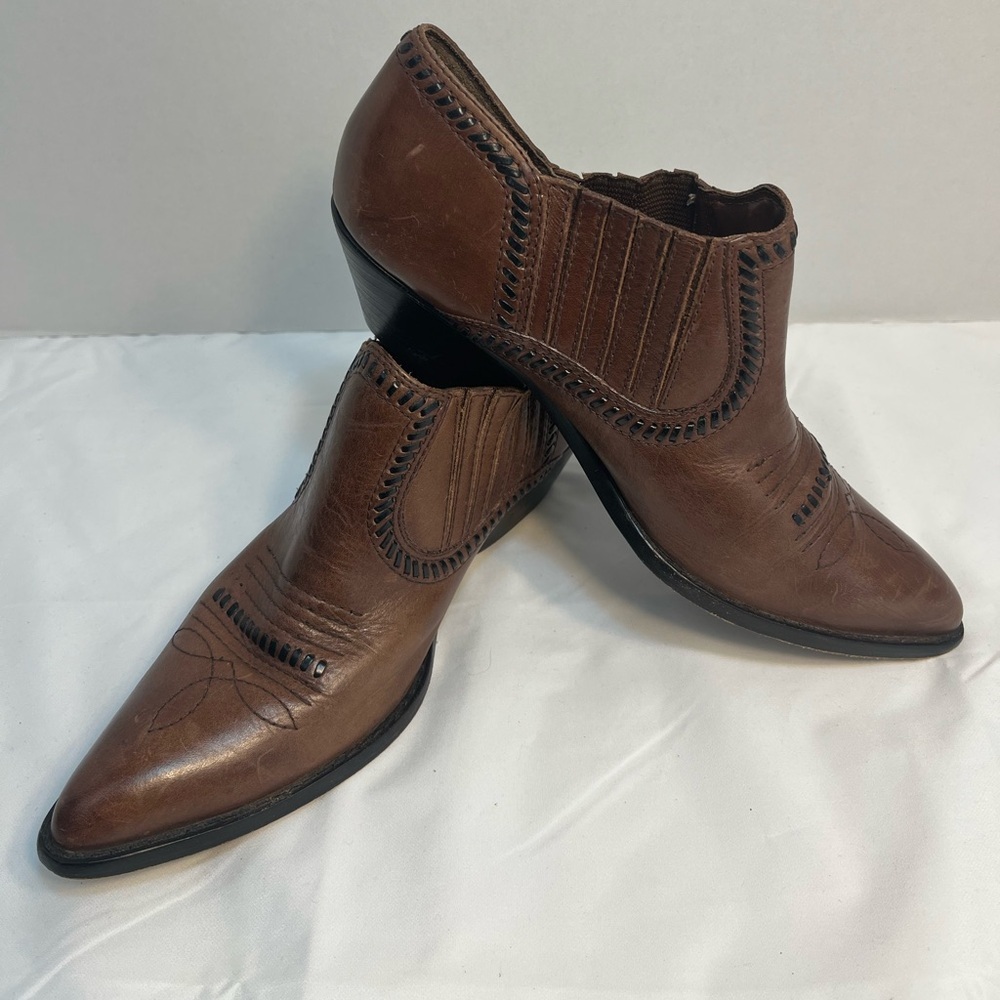 Circle S Brand Chocolate Brown Ankle Bottie Cowgirl Boots.